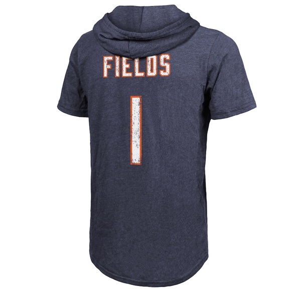 Men's Chicago Bears Justin Fields Name & Number Slim Fit Hoodie T-Shirt - Picture 3 of 10